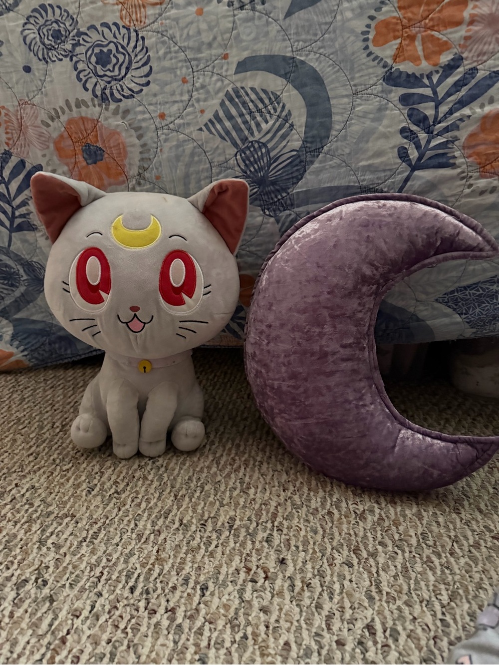 Sailor Moon Cat Plushie and Crescent Moon Pillow